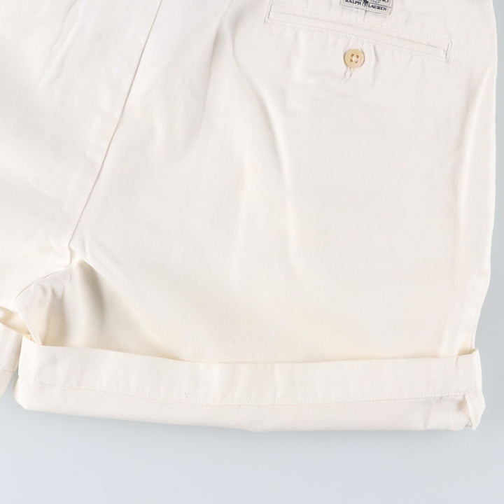 Ralph Lauren POLO by Ralph Lauren ANDREW SHORT Two-pleat chino shorts, short pants, men's size W32 cotton white type Vintage Second Hand