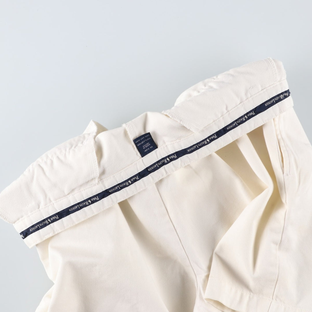 Ralph Lauren POLO by Ralph Lauren ANDREW SHORT Two-pleat chino shorts, short pants, men's size W32 cotton white type Vintage Second Hand