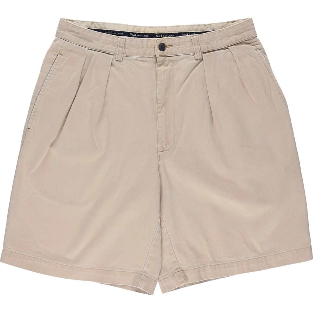 Ralph Lauren Polo Ralph Lauren TYLER SHORT Two-pleat Chino Shorts Men's Size W33 cotton Beige type Vintage Second Hand