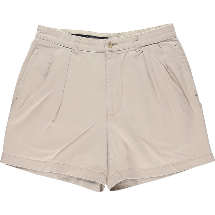 Ralph Lauren POLO by Ralph Lauren ANDREW SHORT Two-pleat chino shorts, short pants, men's size W33 cotton pale white type Vintage Second Hand