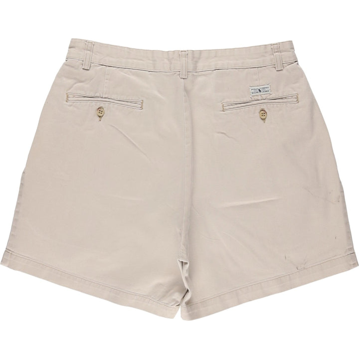 Ralph Lauren POLO by Ralph Lauren ANDREW SHORT Two-pleat chino shorts, short pants, men's size W33 cotton pale white type Vintage Second Hand