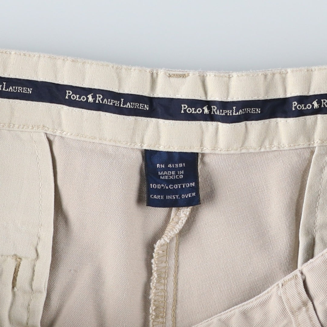 Ralph Lauren POLO by Ralph Lauren ANDREW SHORT Two-pleat chino shorts, short pants, men's size W33 cotton pale white type Vintage Second Hand
