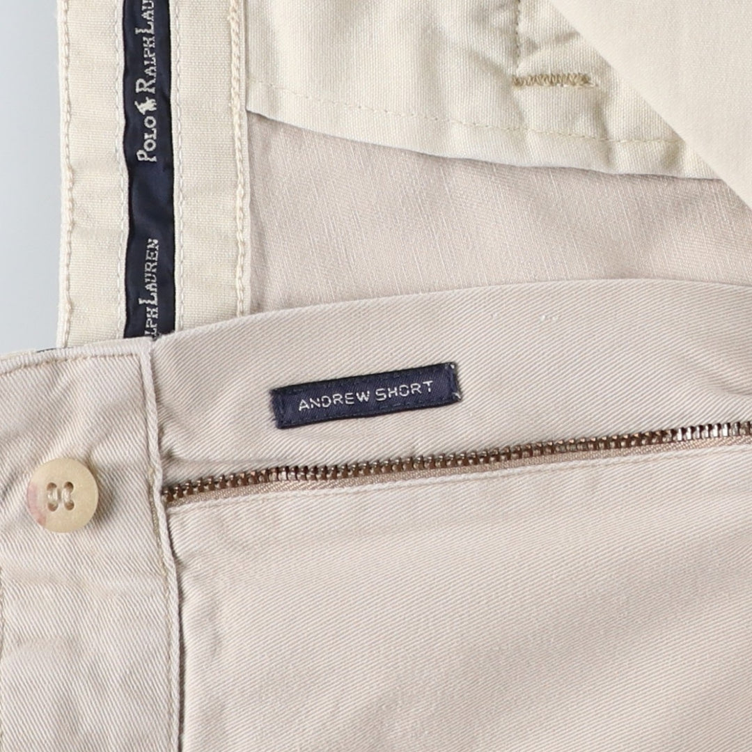 Ralph Lauren POLO by Ralph Lauren ANDREW SHORT Two-pleat chino shorts, short pants, men's size W33 cotton pale white type Vintage Second Hand