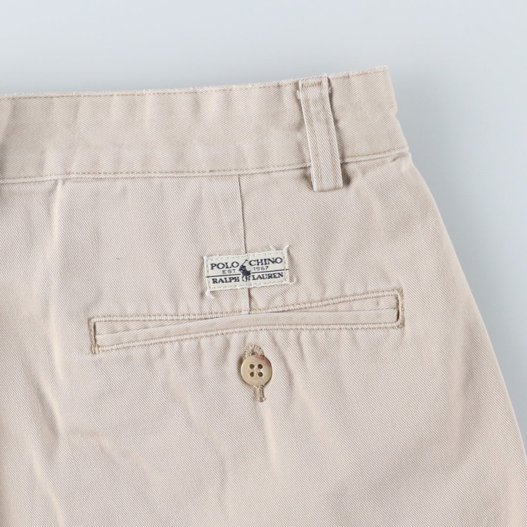 Ralph Lauren POLO by Ralph Lauren ANDREW SHORT Two-pleat chino shorts, short pants, men's size W33 cotton pale white type Vintage Second Hand