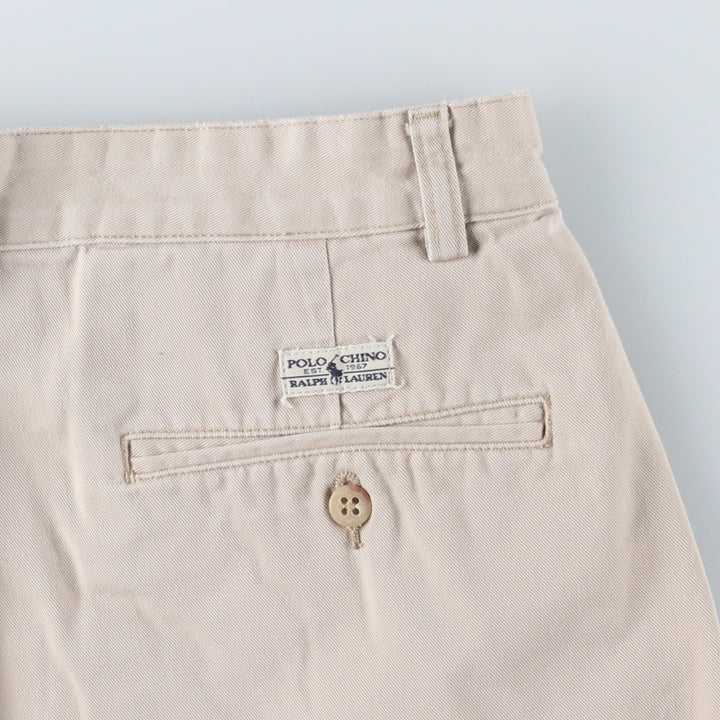 Ralph Lauren POLO by Ralph Lauren ANDREW SHORT Two-pleat chino shorts, short pants, men's size W33 cotton pale white type Vintage Second Hand
