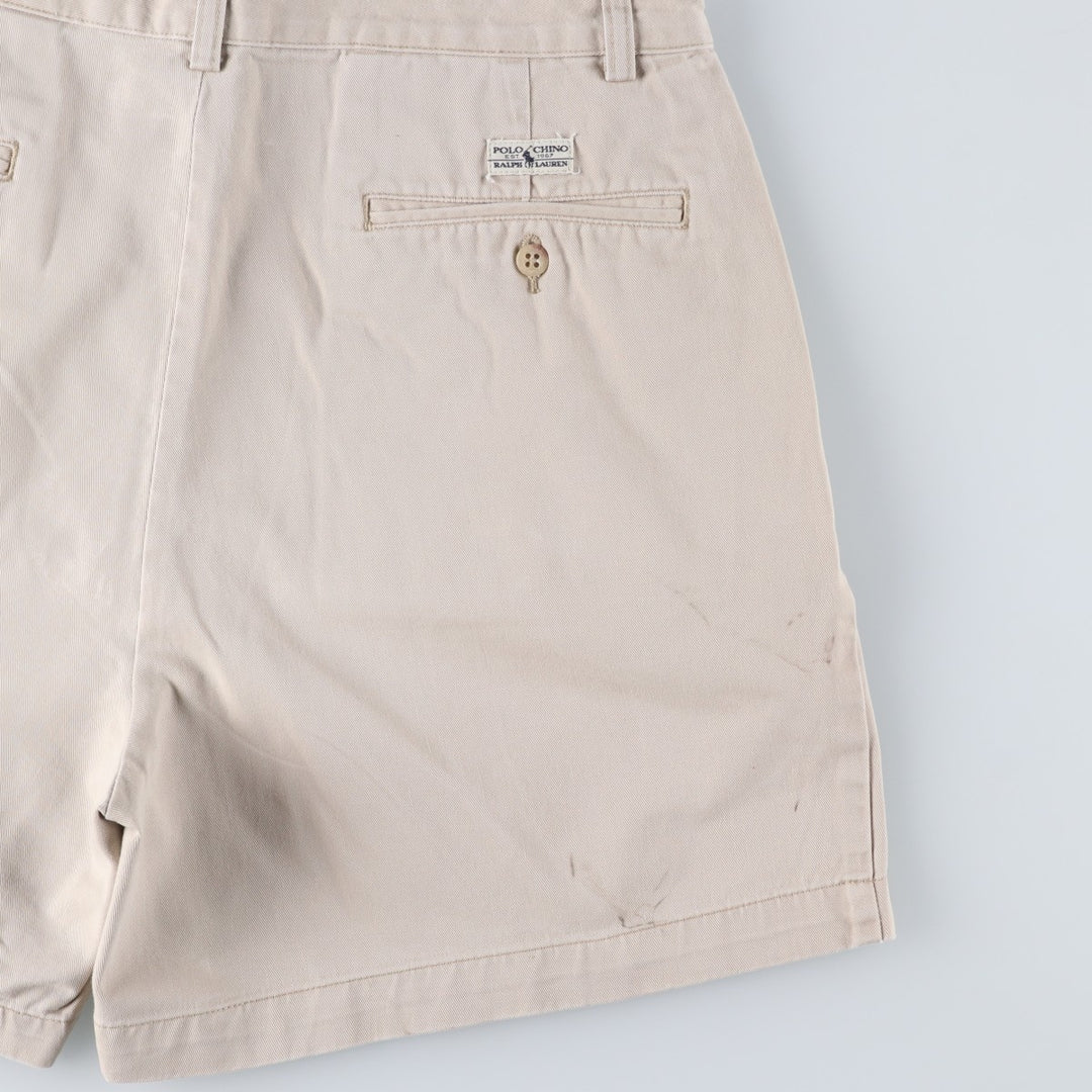 Ralph Lauren POLO by Ralph Lauren ANDREW SHORT Two-pleat chino shorts, short pants, men's size W33 cotton pale white type Vintage Second Hand