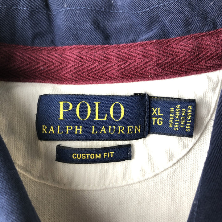 Ralph Lauren POLO RALPH LAUREN CUSTOM FIT Big Pony Long Sleeve Rugby Shirt Men's XL cotton white type Vintage Second Hand