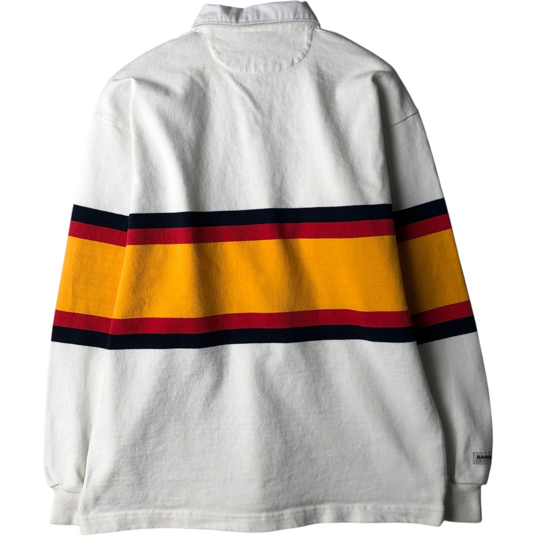 BARBARIAN Long Sleeve Rugby Shirt Made in Canada Men's M Size cotton white type Vintage Second Hand