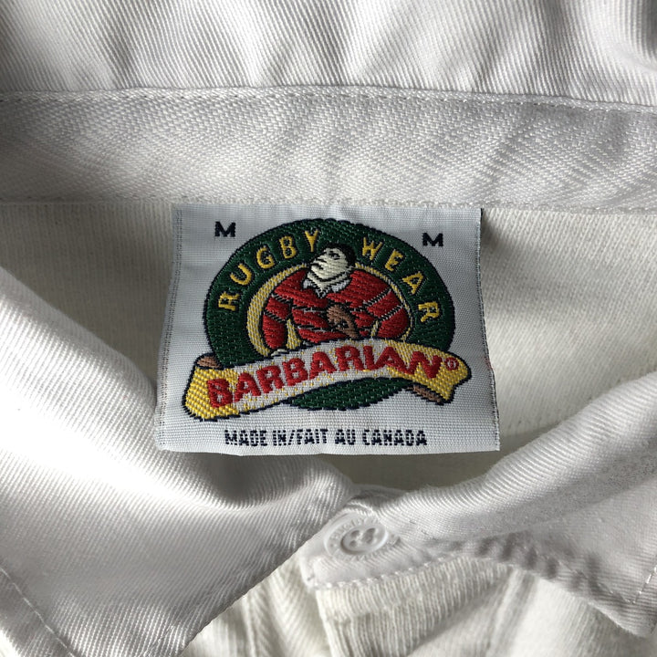 BARBARIAN Long Sleeve Rugby Shirt Made in Canada Men's M Size cotton white type Vintage Second Hand