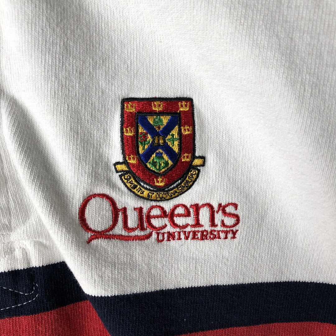BARBARIAN Long Sleeve Rugby Shirt Made in Canada Men's M Size cotton white type Vintage Second Hand