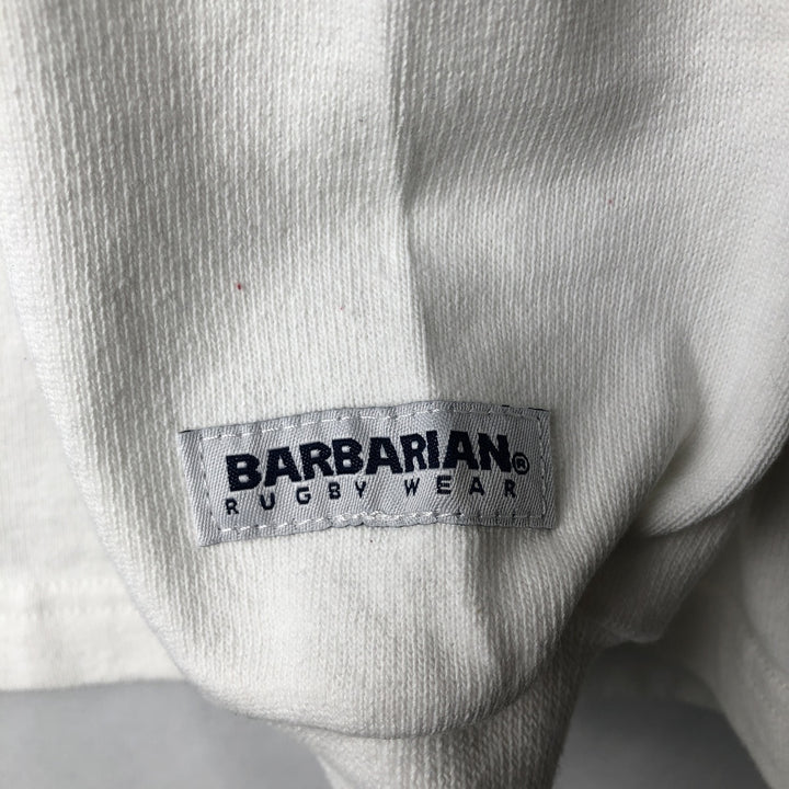 BARBARIAN Long Sleeve Rugby Shirt Made in Canada Men's M Size cotton white type Vintage Second Hand