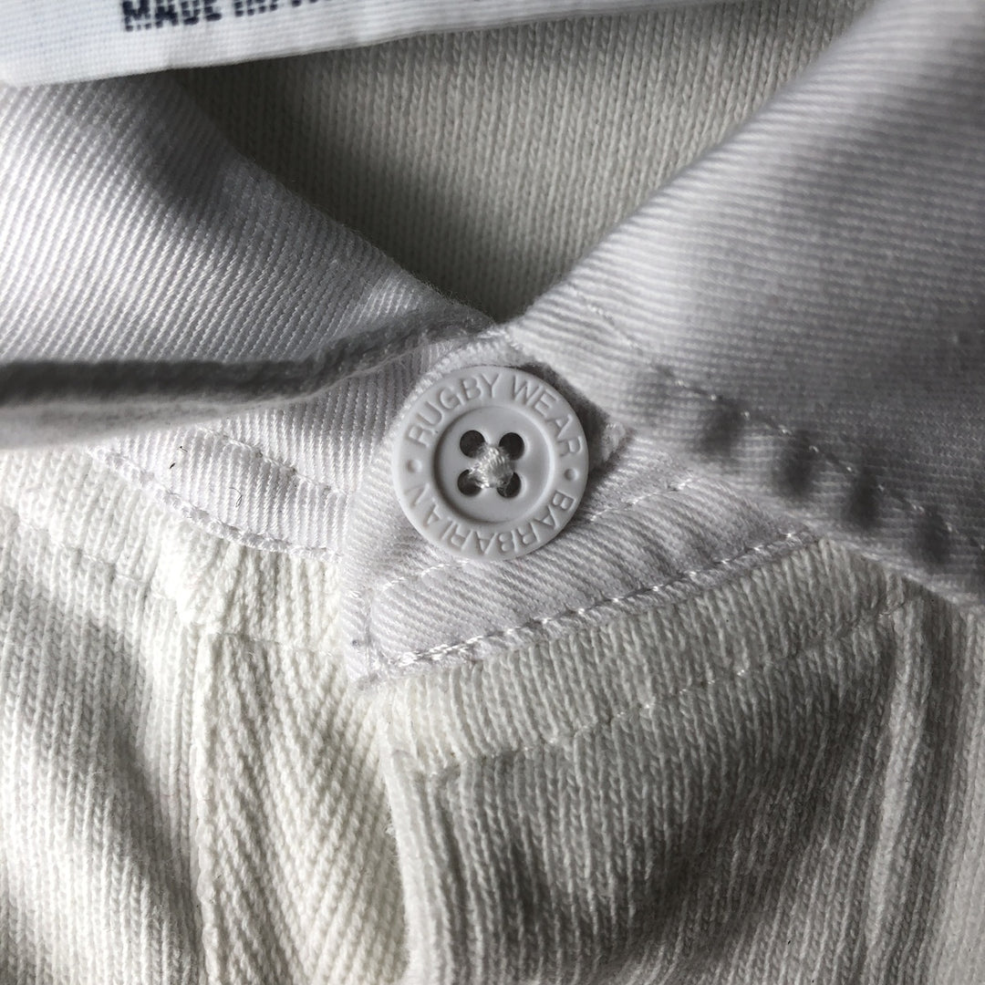 BARBARIAN Long Sleeve Rugby Shirt Made in Canada Men's M Size cotton white type Vintage Second Hand