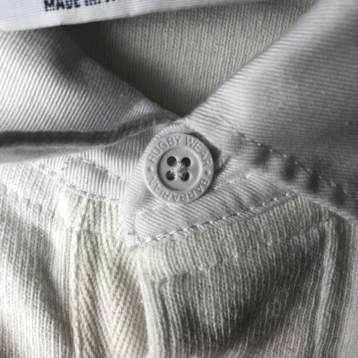 BARBARIAN Long Sleeve Rugby Shirt Made in Canada Men's M Size cotton white type Vintage Second Hand