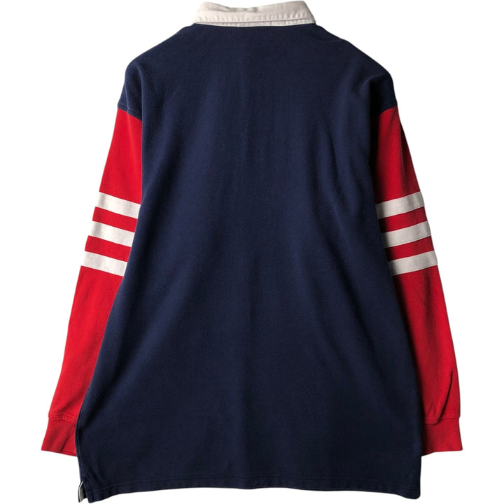 Vintage 80s-90'S Adidas long-sleeved rugby shirt, men's size M (approx.). cotton navy blue type Vintage Second Hand
