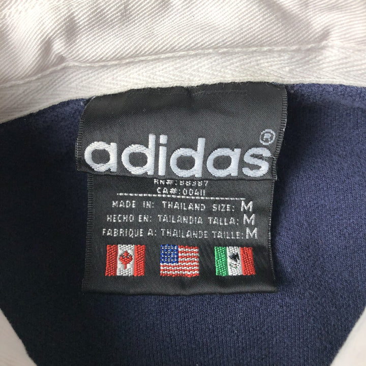Vintage 80s-90'S Adidas long-sleeved rugby shirt, men's size M (approx.). cotton navy blue type Vintage Second Hand