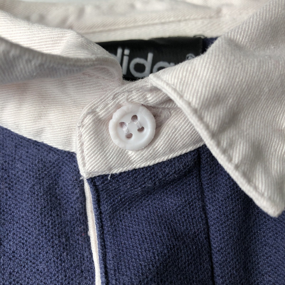 Vintage 80s-90'S Adidas long-sleeved rugby shirt, men's size M (approx.). cotton navy blue type Vintage Second Hand