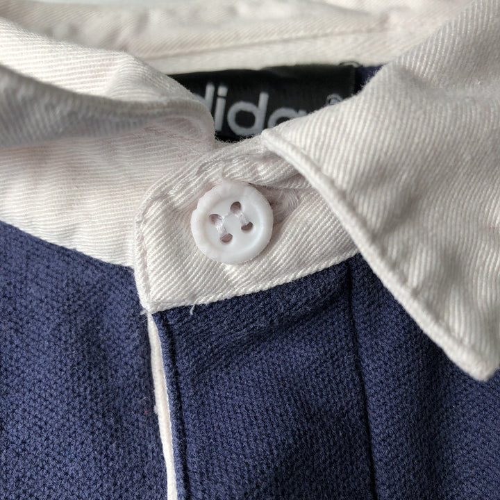 Vintage 80s-90'S Adidas long-sleeved rugby shirt, men's size M (approx.). cotton navy blue type Vintage Second Hand