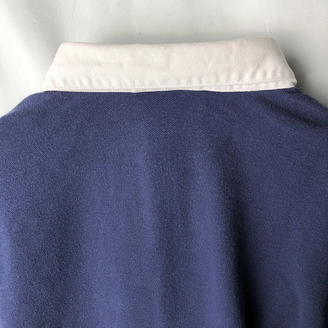 Vintage 80s-90'S Adidas long-sleeved rugby shirt, men's size M (approx.). cotton navy blue type Vintage Second Hand