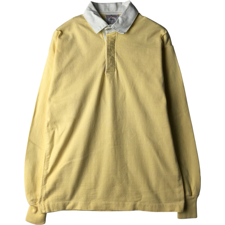 Vintage 1990'S Lands' End long-sleeved rugby shirt, made in the USA, size L, men's cotton yellow type Vintage Second Hand