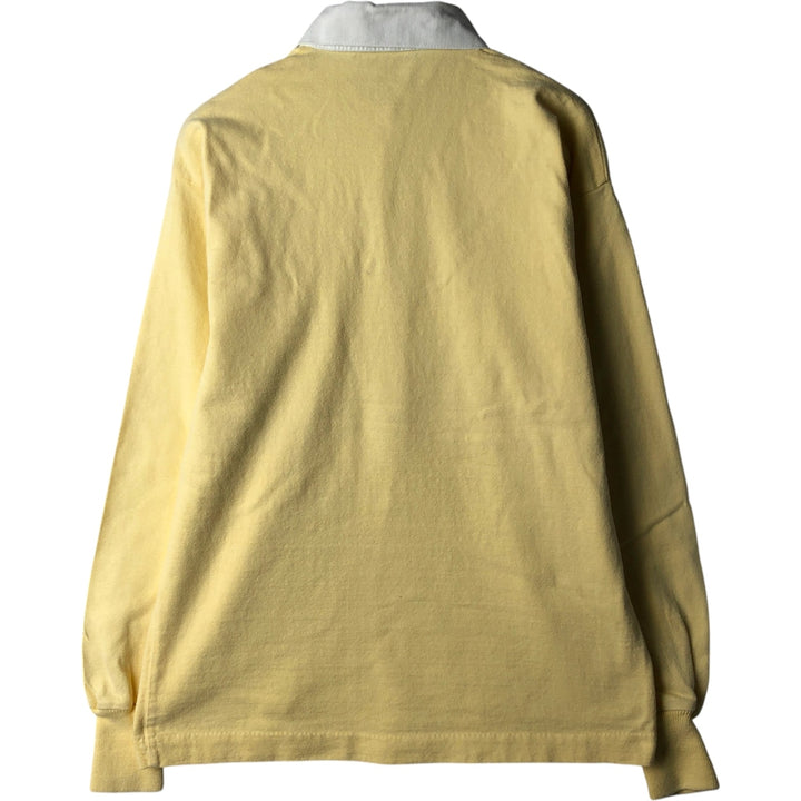 Vintage 1990'S Lands' End long-sleeved rugby shirt, made in the USA, size L, men's cotton yellow type Vintage Second Hand
