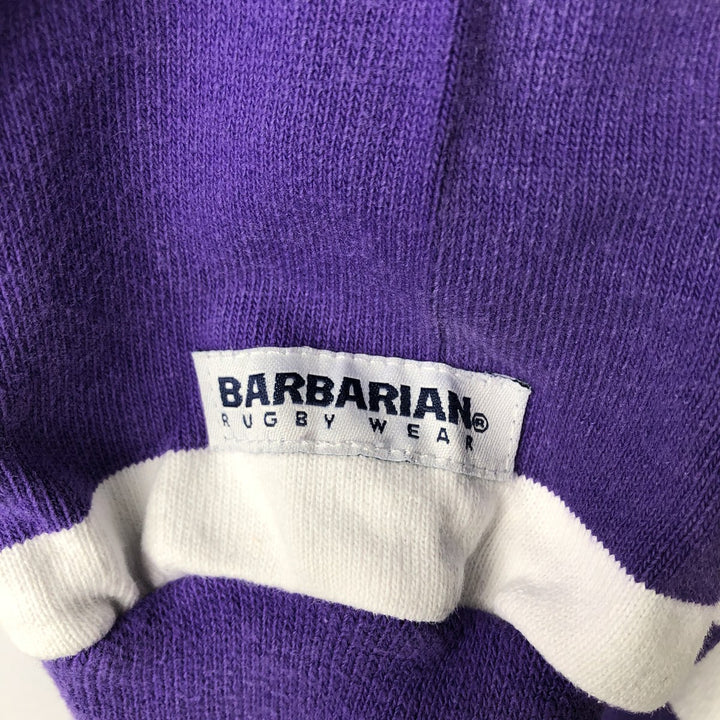 BARBARIAN Striped Long-Sleeve Rugby Shirt, Made in Canada, Men's XXL Equivalent cotton white type Vintage Second Hand