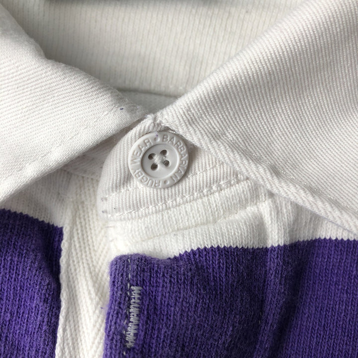 BARBARIAN Striped Long-Sleeve Rugby Shirt, Made in Canada, Men's XXL Equivalent cotton white type Vintage Second Hand