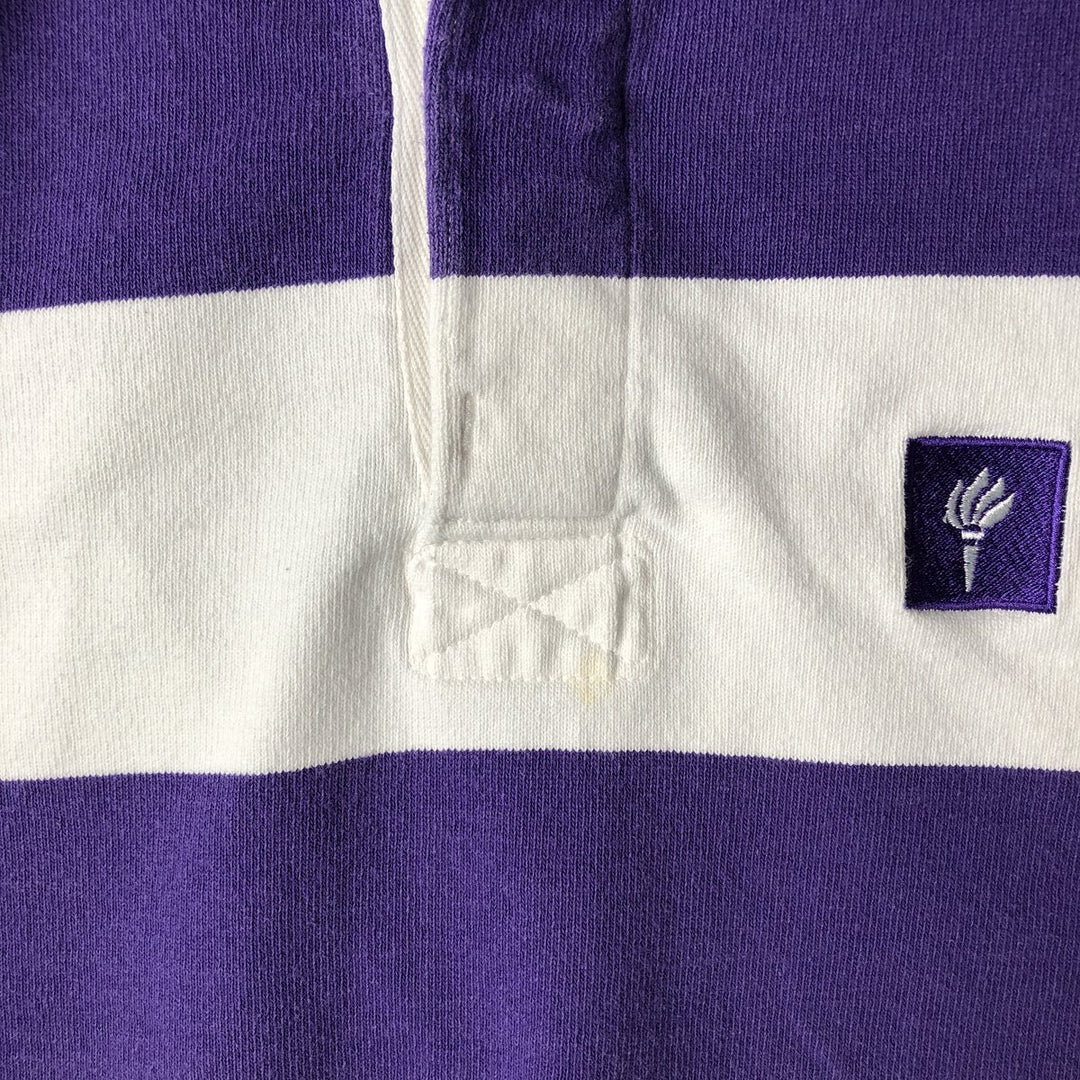 BARBARIAN Striped Long-Sleeve Rugby Shirt, Made in Canada, Men's XXL Equivalent cotton white type Vintage Second Hand