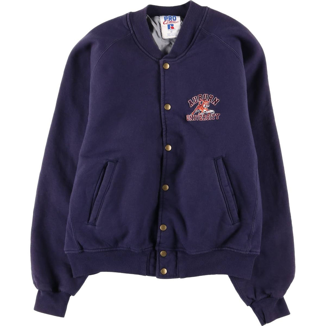 90'S Russell PRO COTTON Sweatshirt Varsity Jacket, Made in USA, Men's Size M (approx.) cotton navy blue type Vintage Second Hand