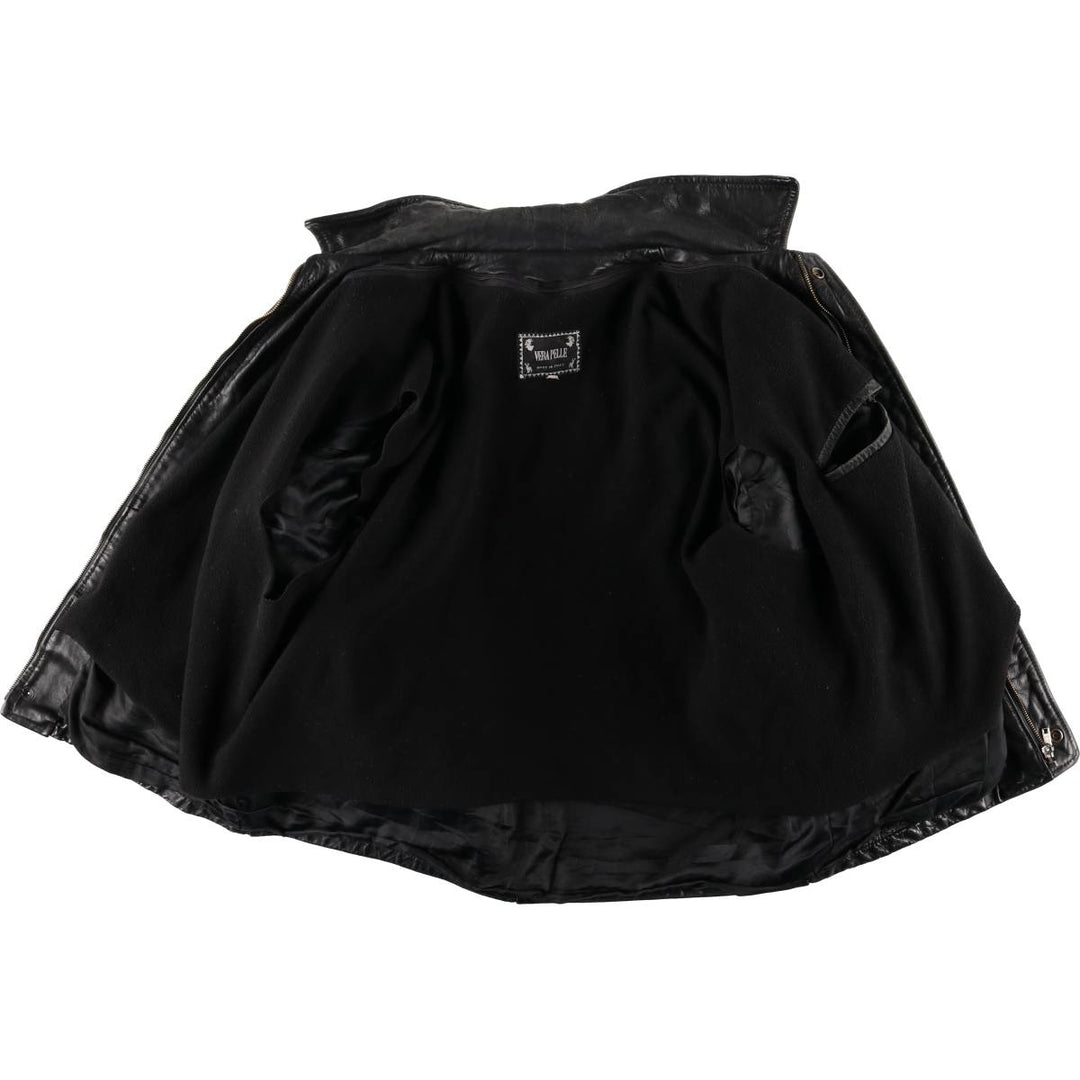 Italian-made leather blouson, men's size L. genuine leather black type Vintage Second Hand