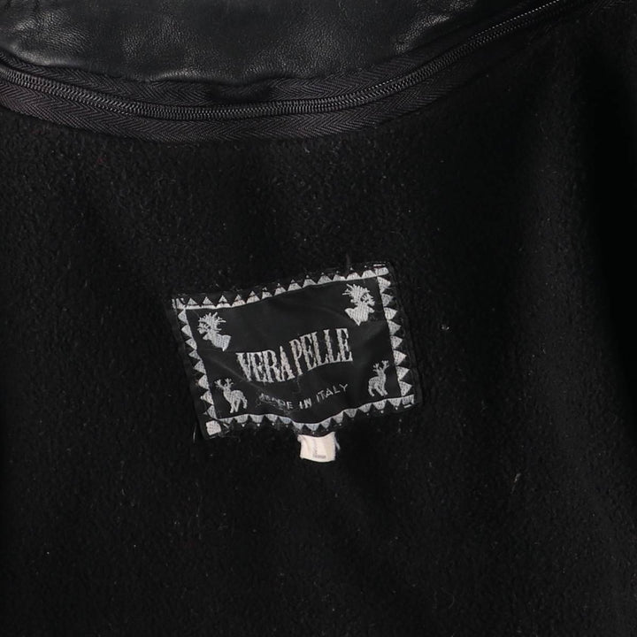 Italian-made leather blouson, men's size L. genuine leather black type Vintage Second Hand