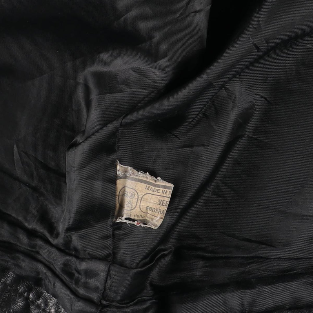 Italian-made leather blouson, men's size L. genuine leather black type Vintage Second Hand