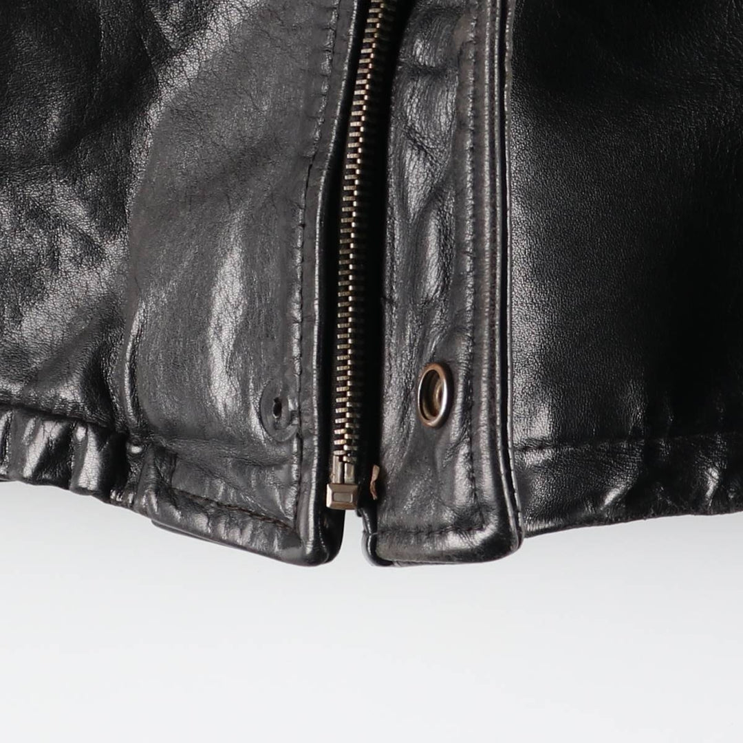 Italian-made leather blouson, men's size L. genuine leather black type Vintage Second Hand