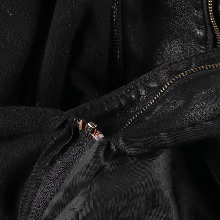 Italian-made leather blouson, men's size L. genuine leather black type Vintage Second Hand