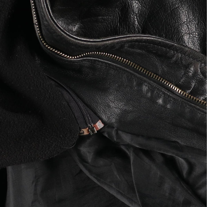Italian-made leather blouson, men's size L. genuine leather black type Vintage Second Hand