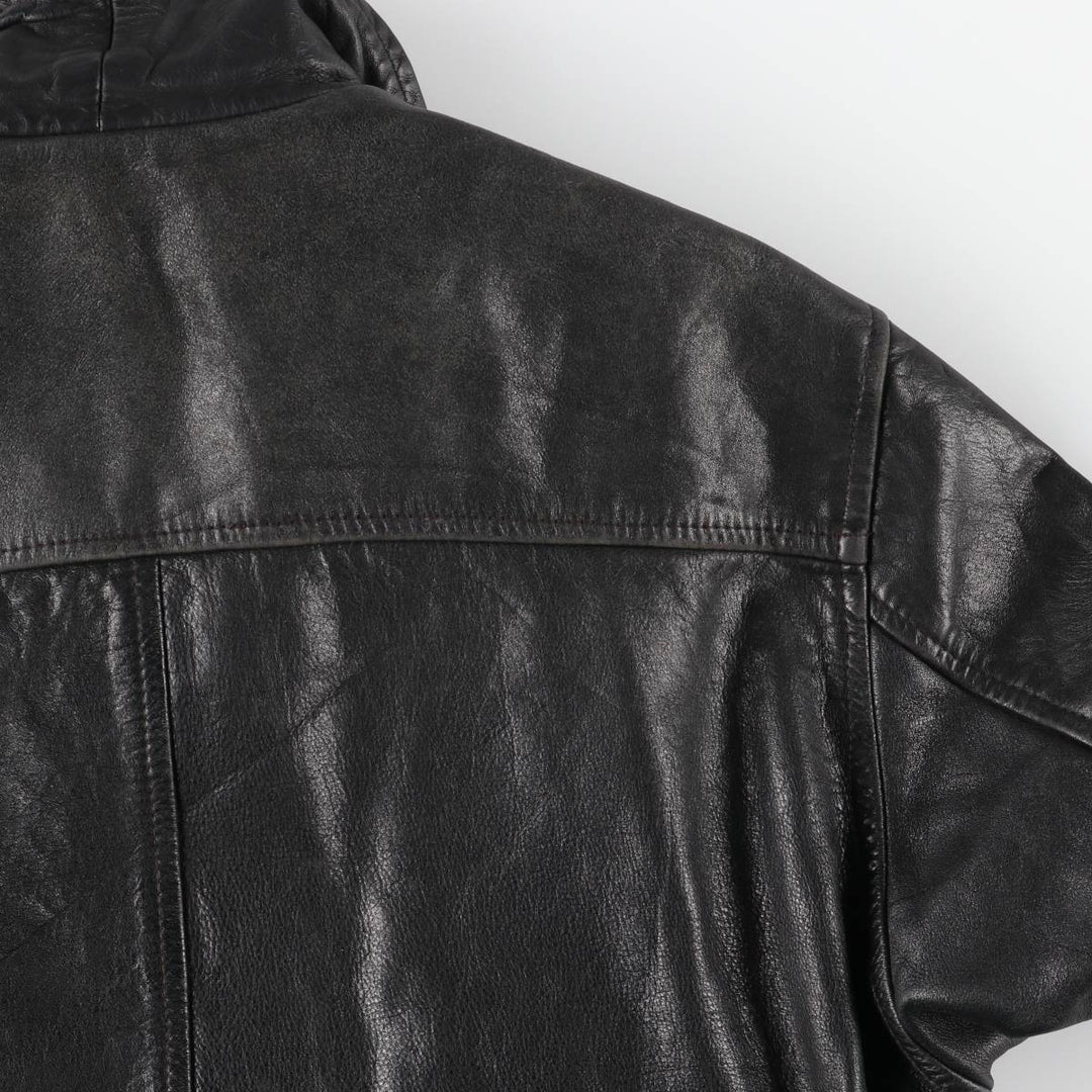 Italian-made leather blouson, men's size L. genuine leather black type Vintage Second Hand