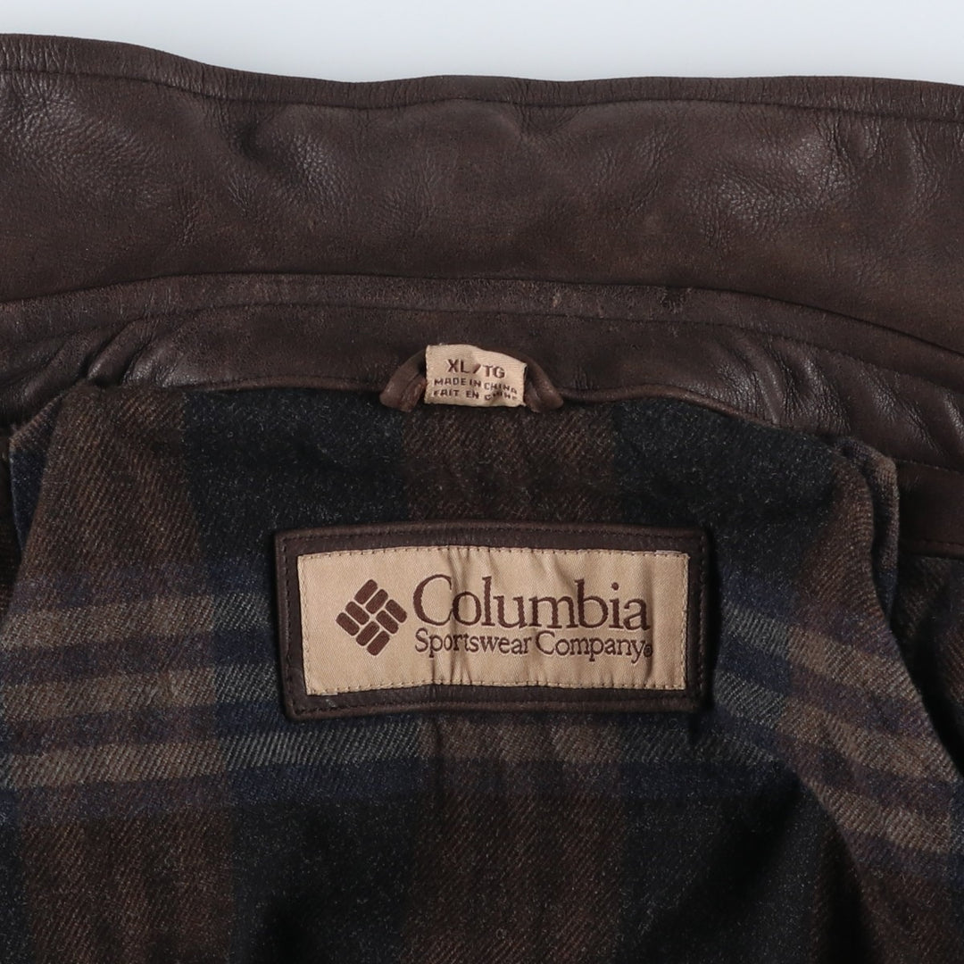 Columbia Swing Top Leather Blouson, Men's Size XL genuine leather brown type Vintage Second Hand