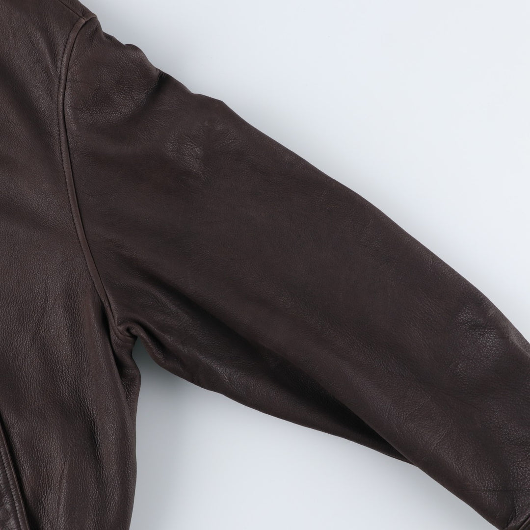 Columbia Swing Top Leather Blouson, Men's Size XL genuine leather brown type Vintage Second Hand