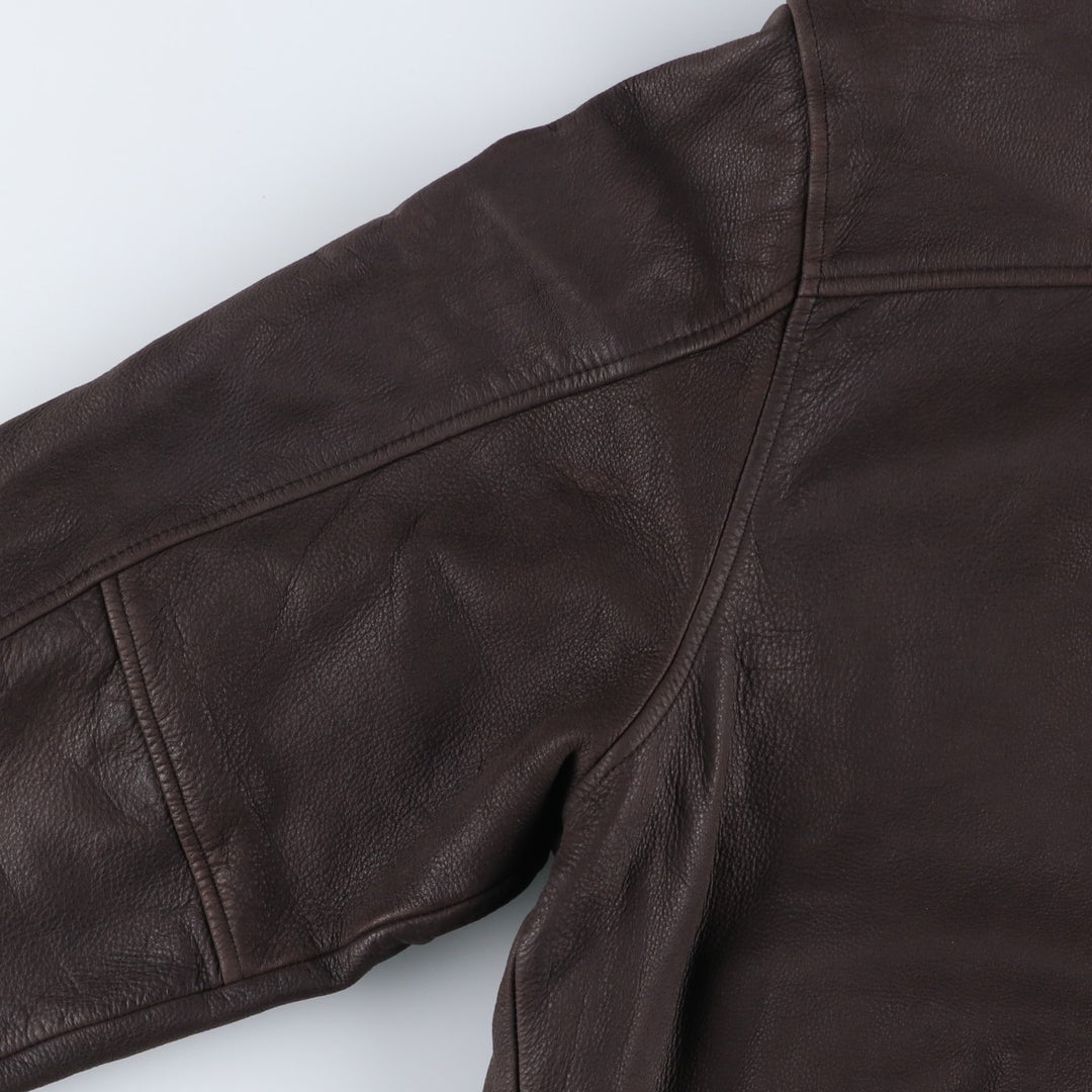 Columbia Swing Top Leather Blouson, Men's Size XL genuine leather brown type Vintage Second Hand