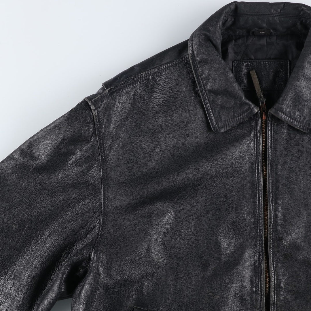 St. John's Bay Swing Top Leather Blouson, Men's Size L (approx.) unclear black type Vintage Second Hand