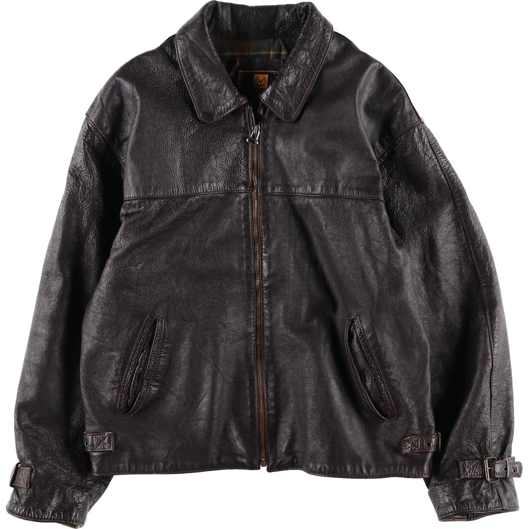SPORTSWEAR Leather Sports Jacket, Made in Italy, Men's Size L (approx.) unclear brown type Vintage Second Hand