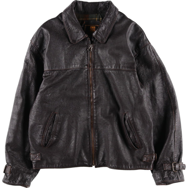 SPORTSWEAR Leather Sports Jacket, Made in Italy, Men's Size L (approx.) unclear brown type Vintage Second Hand