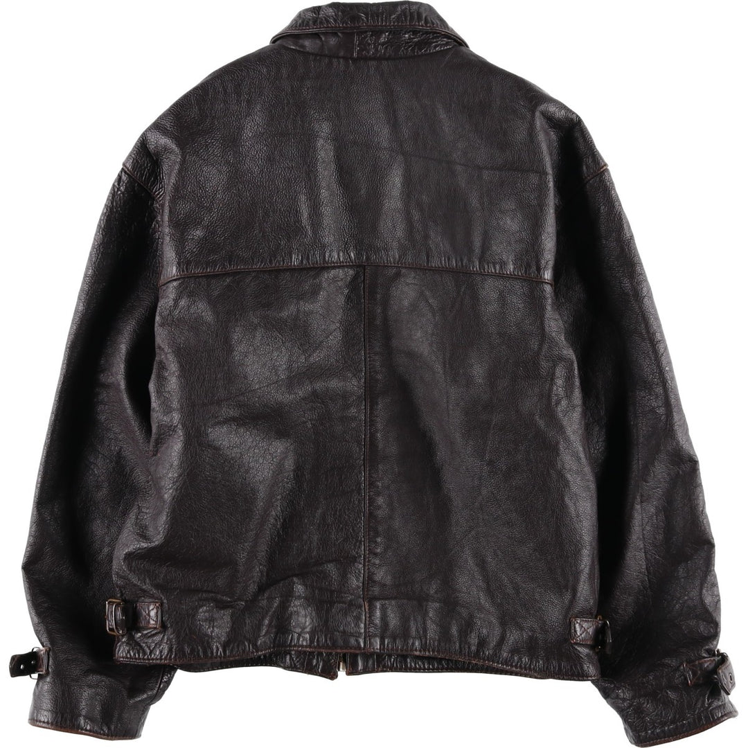 SPORTSWEAR Leather Sports Jacket, Made in Italy, Men's Size L (approx.) unclear brown type Vintage Second Hand