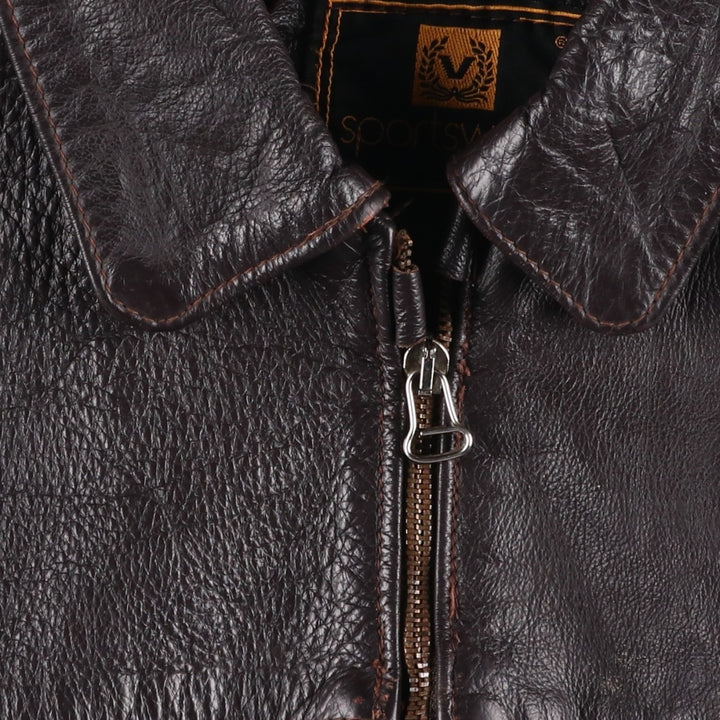 SPORTSWEAR Leather Sports Jacket, Made in Italy, Men's Size L (approx.) unclear brown type Vintage Second Hand