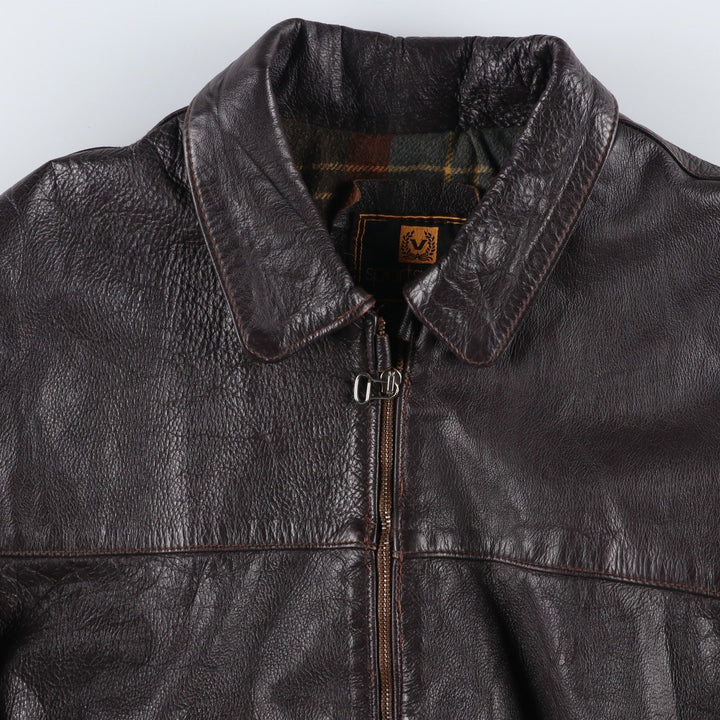 SPORTSWEAR Leather Sports Jacket, Made in Italy, Men's Size L (approx.) unclear brown type Vintage Second Hand