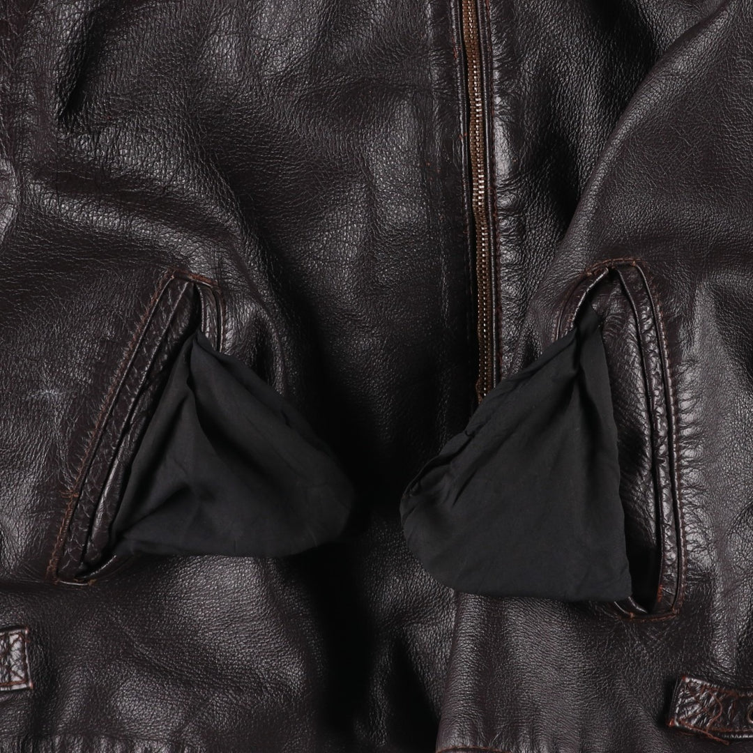 SPORTSWEAR Leather Sports Jacket, Made in Italy, Men's Size L (approx.) unclear brown type Vintage Second Hand