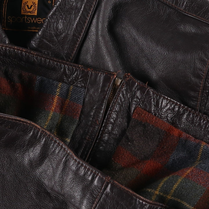 SPORTSWEAR Leather Sports Jacket, Made in Italy, Men's Size L (approx.) unclear brown type Vintage Second Hand
