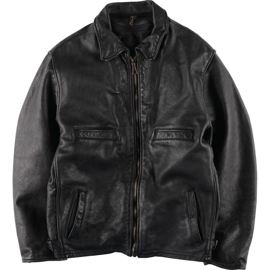 Leather sports jacket, men's size L unclear black type Vintage Second Hand
