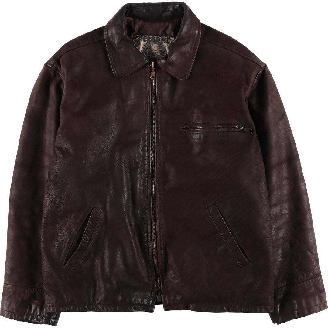 GERONIMO Leather Blouson, Swing Top Type, Made in France, Men's Size XL (approx.) genuine leather brown type Vintage Second Hand