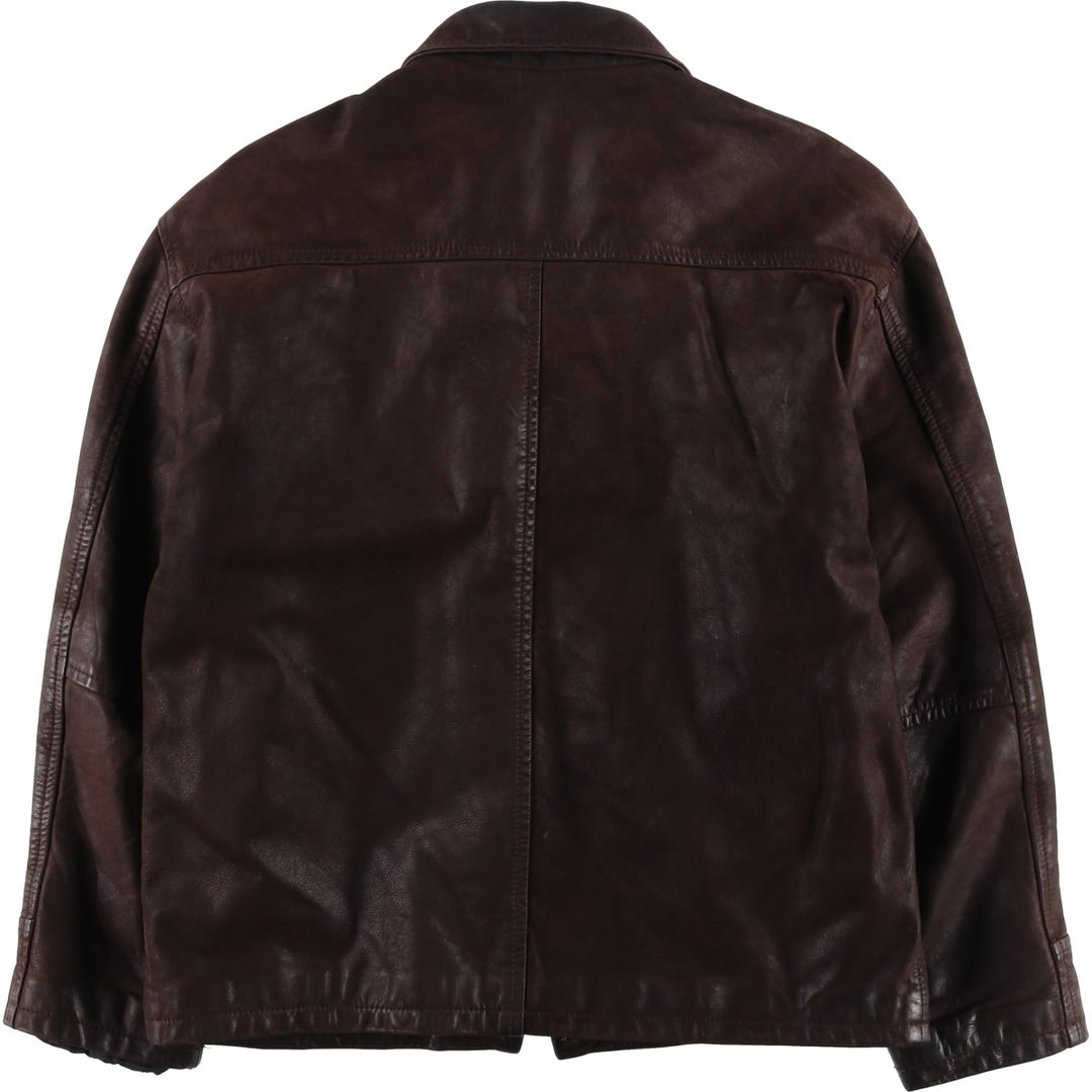GERONIMO Leather Blouson, Swing Top Type, Made in France, Men's Size XL (approx.) genuine leather brown type Vintage Second Hand