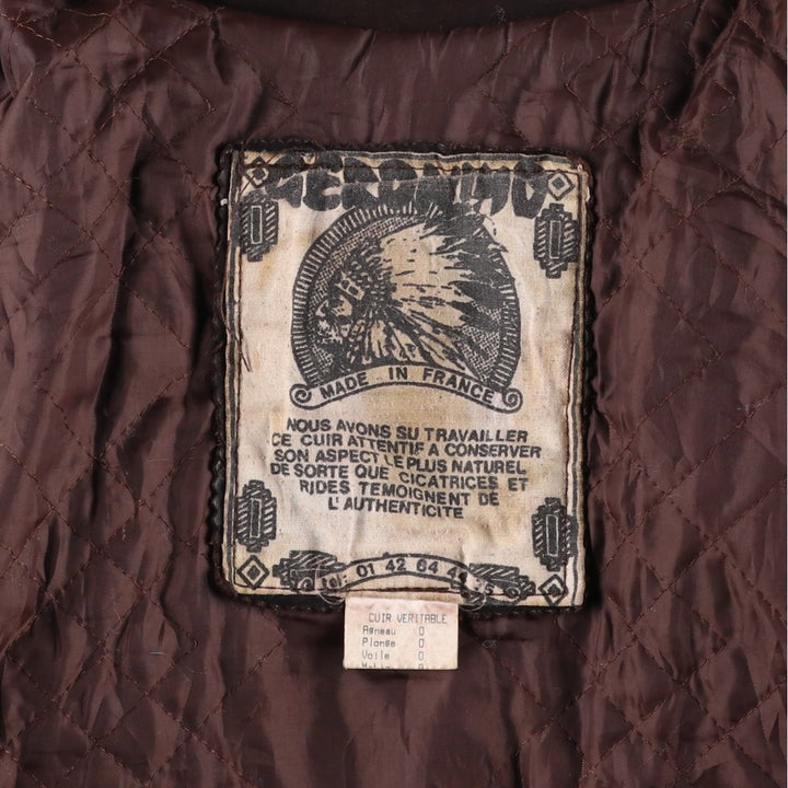 GERONIMO Leather Blouson, Swing Top Type, Made in France, Men's Size XL (approx.) genuine leather brown type Vintage Second Hand